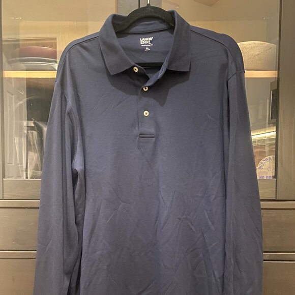 Long-Sleeve Cotton Supima Polo Shirt from Lands' End - Picture 1 of 7